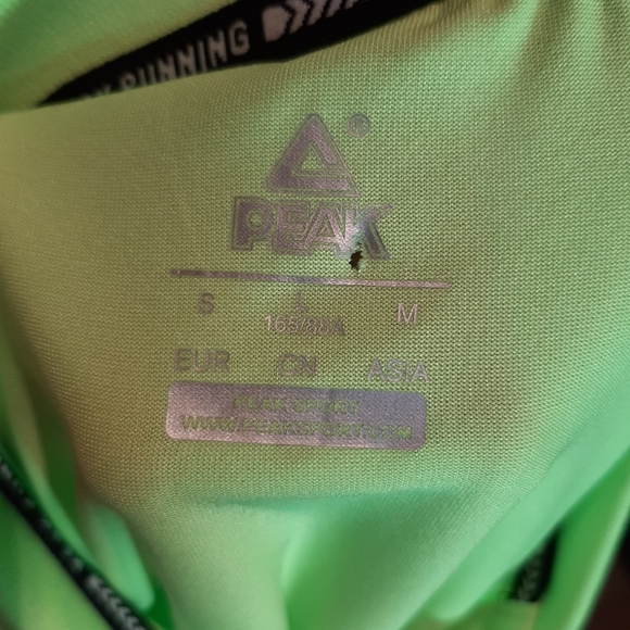 Peak Running Sport Athletic Lime Green Polo P Coolfree - Picture 7 of 10